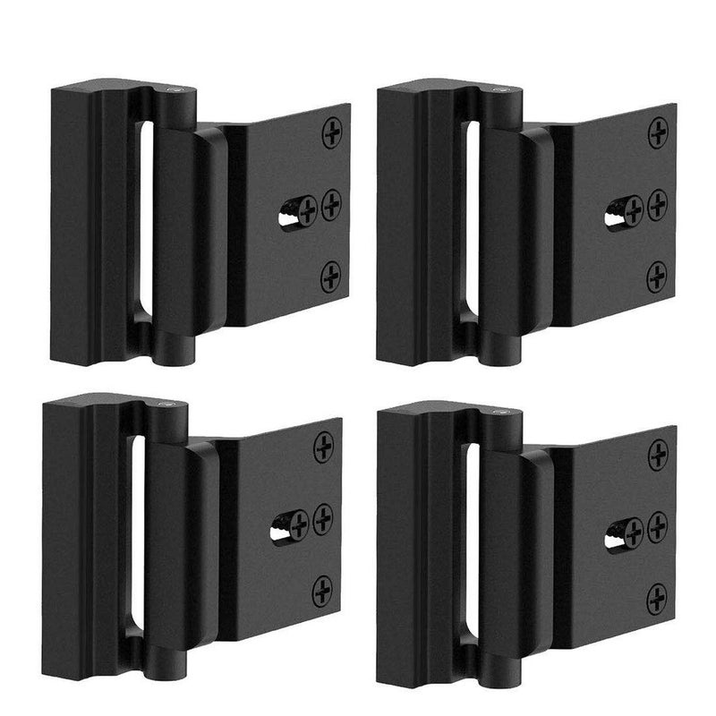 TOYFUL 4 Pack Door Reinforcement Locks with 16 Screws, Home Security Door Lock Stop for Toddler, Childproof Door Lock Night Lock Withstand 800 Lbs Black - Image 1